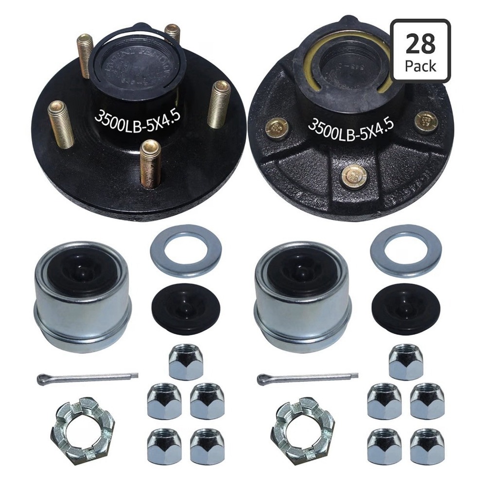 2 Sets Trailer Hub Kits 5 on 4.5'' for 3500 Lbs 1-1/16'' to 1-3/8'' #84 Tapered